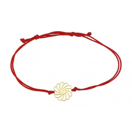 14 Ayar Çiçek Figürlü İpli Altın Bileklik