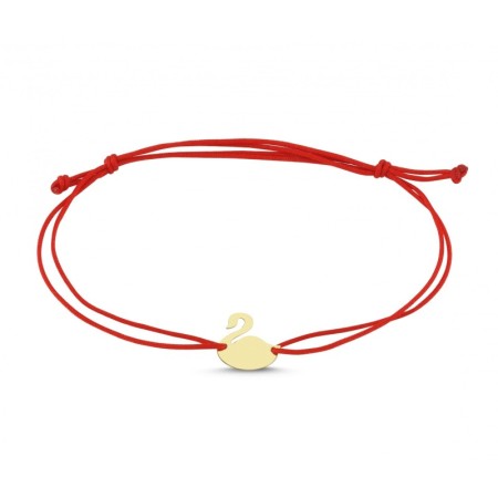 14 Ayar Kuğu Figürlü İpli Altın Bileklik