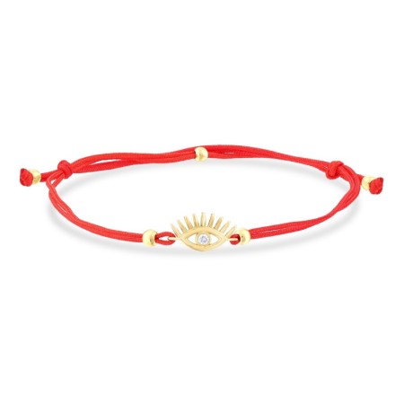 14 Ayar Taşlı Göz Altın İpli Bileklik