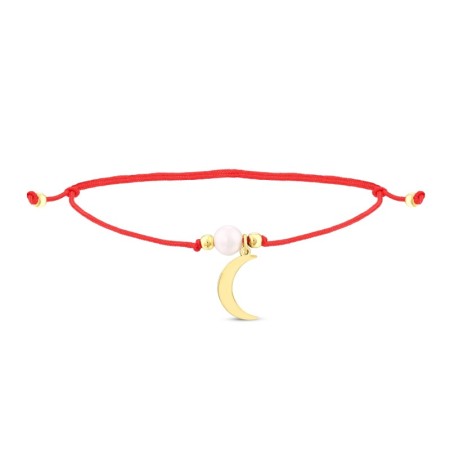 14 Ayar İncili Ay Altın İpli Bileklik