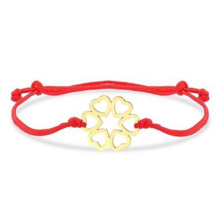 14 Ayar Altı Kalp Altın İpli Bileklik