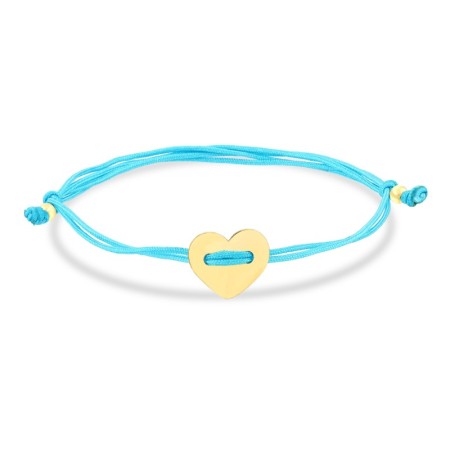 14 Ayar Kalp Altın Mavi İpli Bileklik