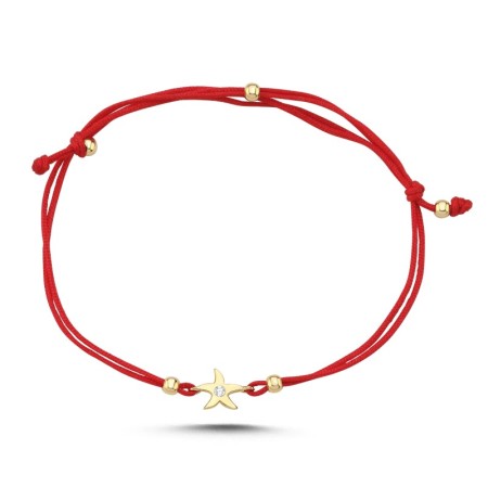 14 Ayar Deniz Yıldızı Altın İpli Bileklik