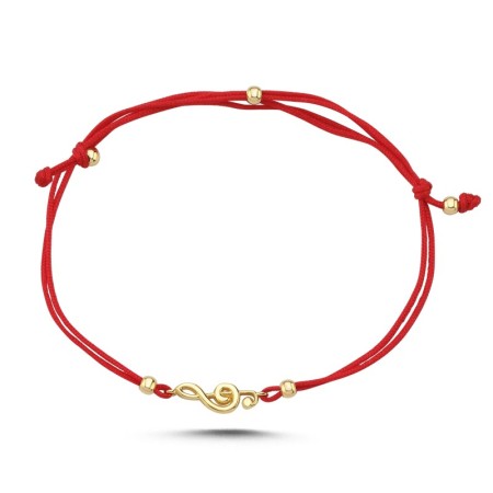 14 Ayar Sol Anahtarı İpli Altın Bileklik