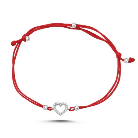 14 Ayar Taşlı Beyaz Kalp Altın İpli Bileklik