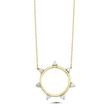 14 Ayar Altın Taşlı Halka Kolye