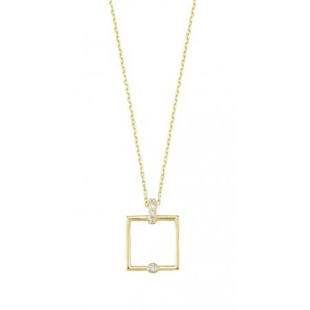 14 Ayar Altın Taşlı Kare Kolye