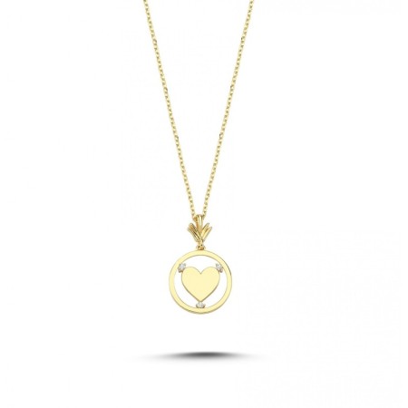 14 Ayar Kalp Figürlü Altın Kolye