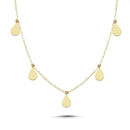 14 Ayar Damla Figürlü Altın Kolye