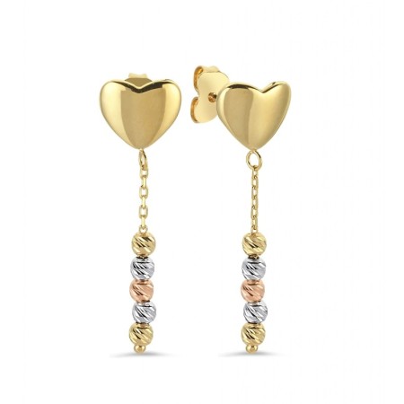 14 Ayar Kalp Figürlü Toplu Altın Küpe