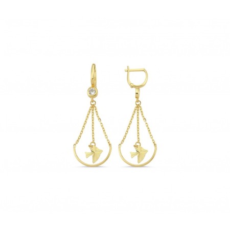 14 Ayar Kuş Figür Altın Küpe