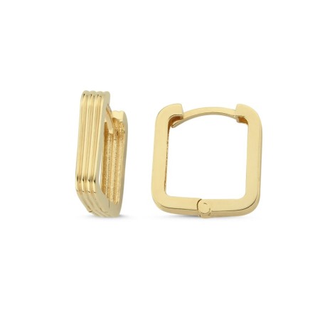 14 Ayar Dörtgen Altın Küpe