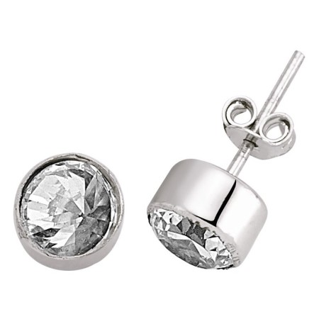 14 Ayar Beyaz Altın Tektaş Küpe