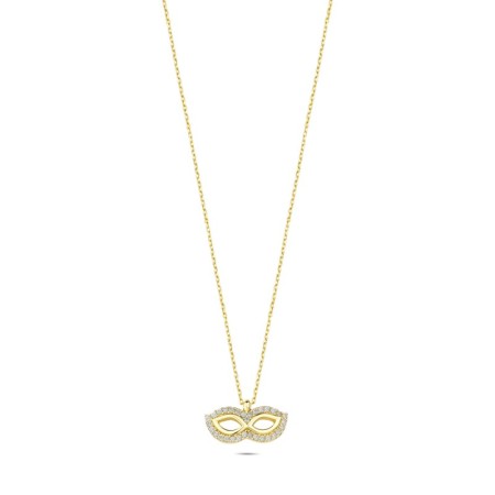 14 Ayar Maske Tasarım Altın Kolye