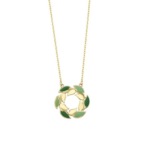 14 Ayar Yaprak Tasarım Altın Kolye