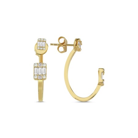 14 Ayar Baget Taşlı Altın Küpe