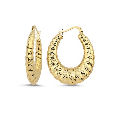 14 Ayar Taşsız Vintage Halka Altın Küpe