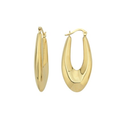 14 Ayar Oval Tasarım Altın Küpe