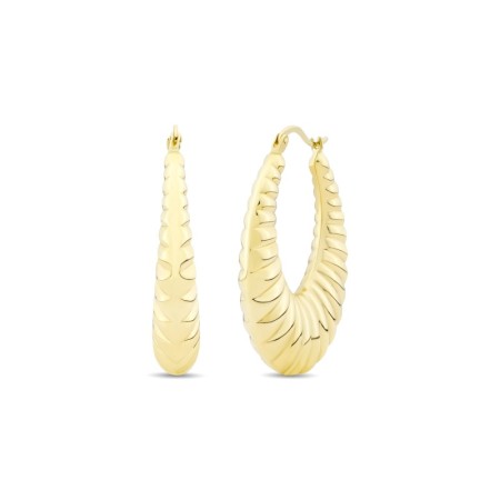 14 Ayar Çizgili Halka Altın Küpe