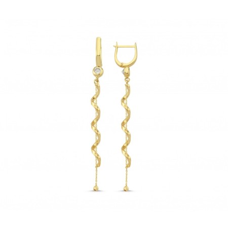 14 Ayar Sallantılı Tektaş Altın Küpe