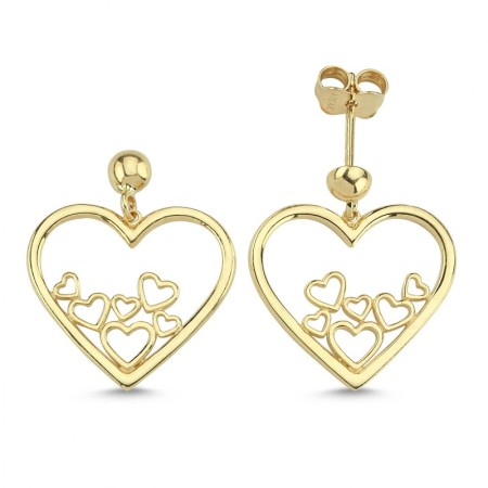 14 Ayar Kalp Figürlü Altın Küpe