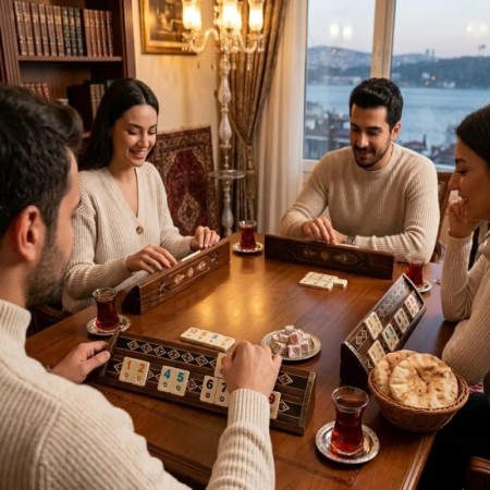 CEVİZ - AHŞAP MOZAİK  İŞLEMELİ OVAL OKEY TK