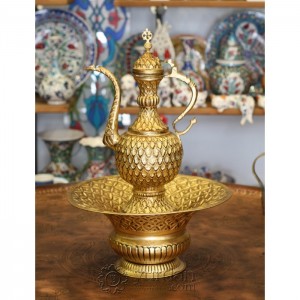 Plakalı Yaldızlı Bakır İbrik